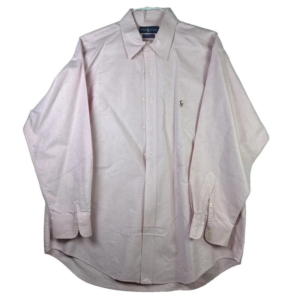 Vtg Polo Ralph Lauren Yarmouth Shirt Men 17 34 Pink Cotton Oxford‎ Flesh Pony